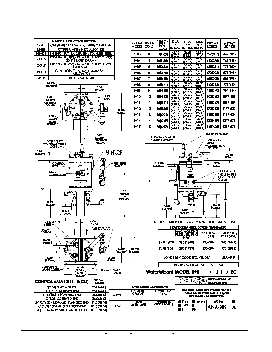 He-110 1b+ ii water wizard water heaters | AERCO Packaged WaterWizard Steam-to-Water Heater User Manual | Page 10 / 50