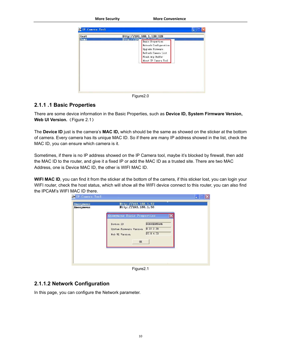 1 .1 basic properties, 2 network configuration | Agasio A502W User Manual | Page 10 / 56
