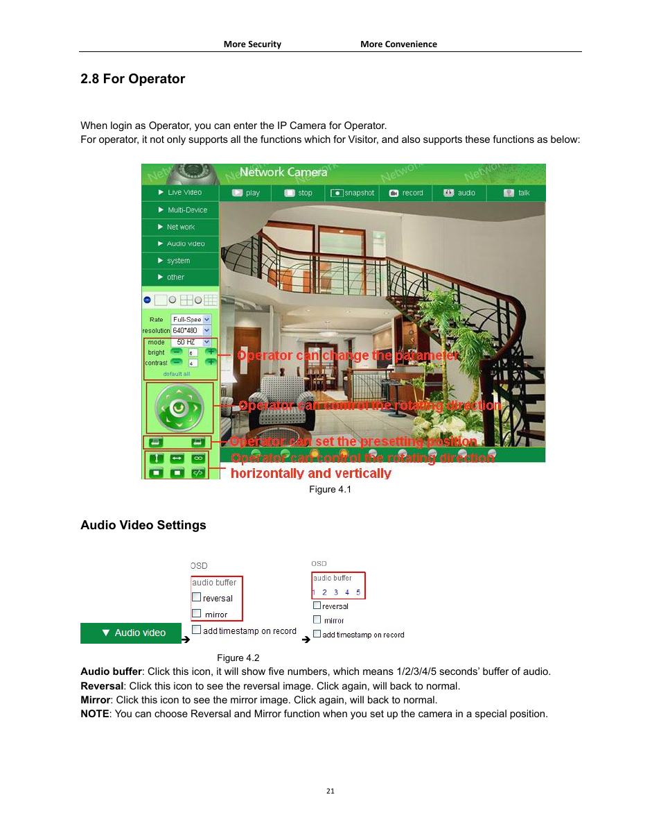 8 for operator, Perator, Audio video settings | Agasio A502W User Manual | Page 21 / 56
