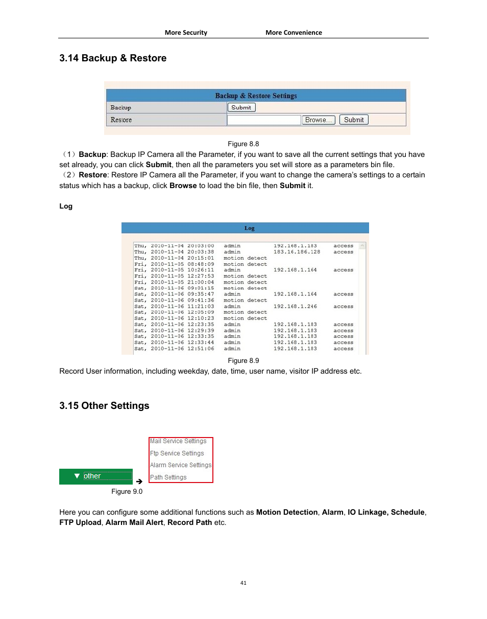 14 backup & restore, 15 other settings, Ackup | Estore, Ther, Ettings | Agasio A502W User Manual | Page 41 / 56