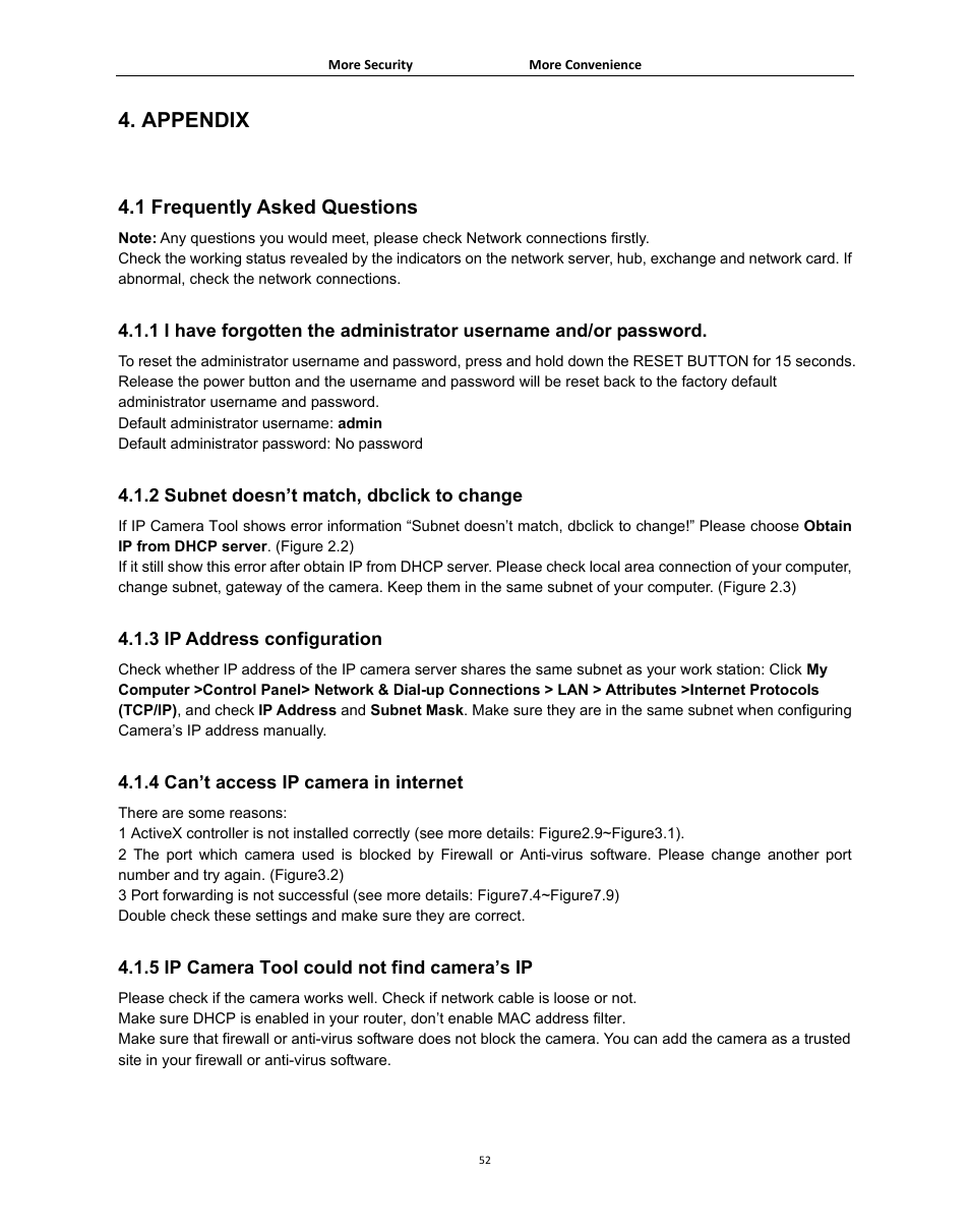 Appendix, 1 frequently asked questions, Requently | Sked, Uestions | Agasio A502W User Manual | Page 52 / 56