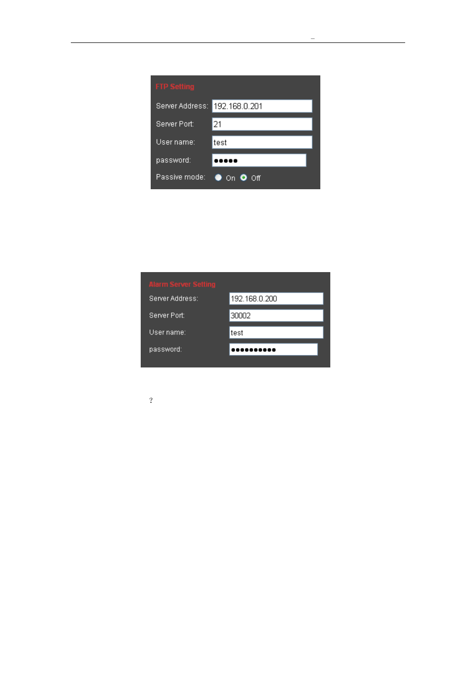 Ftp setting, Alarm server setting | Agasio A522W User Manual | Page 20 / 25