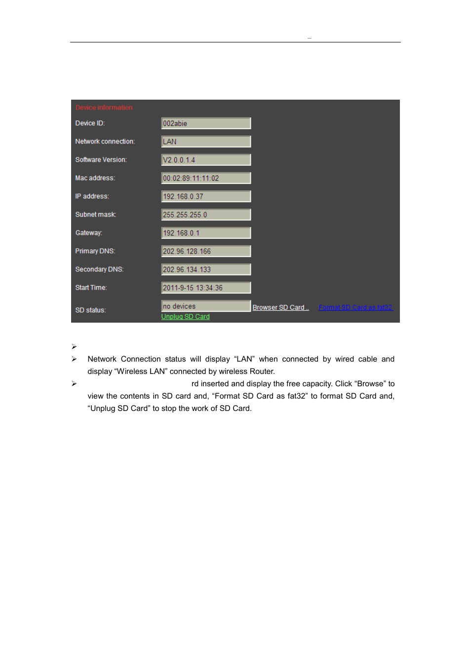 Ystem, Etting, Device information checking | 5 system setting page | Agasio A522W User Manual | Page 21 / 25