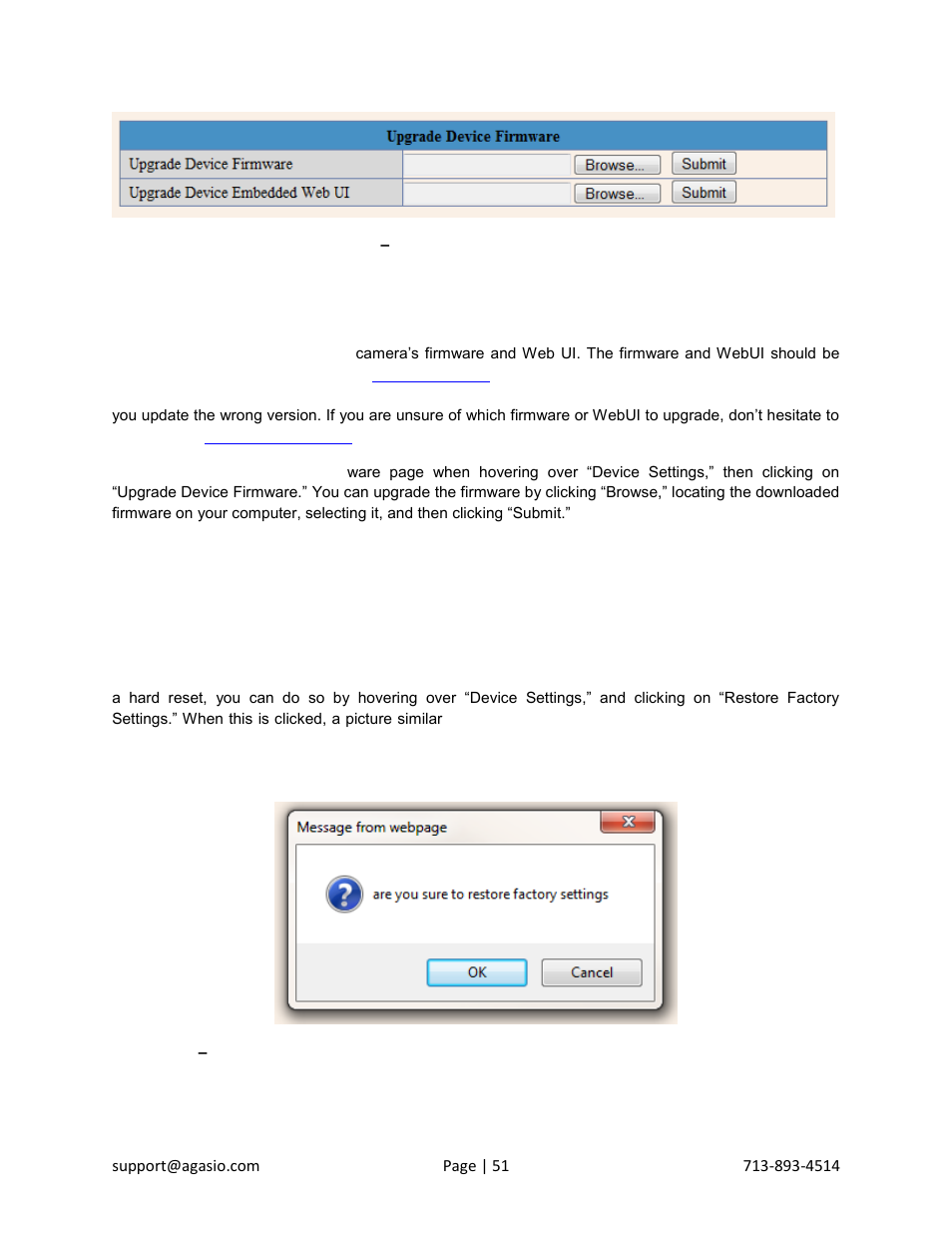 Restoring factory defaults | Agasio A603W User Manual | Page 52 / 54