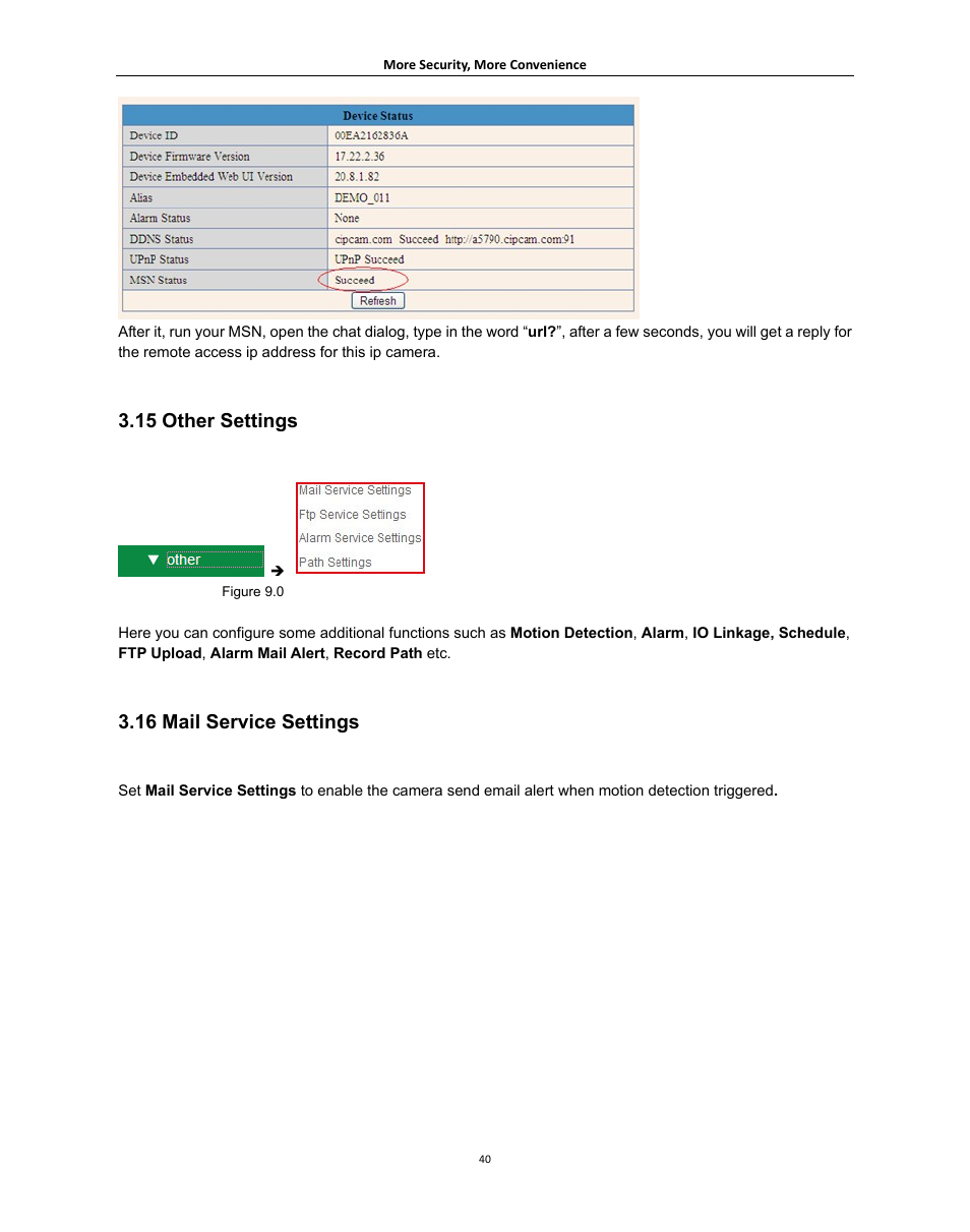 15 other settings, 16 mail service settings, Ther | Ettings, Ervice | Agasio A621W User Manual | Page 40 / 54