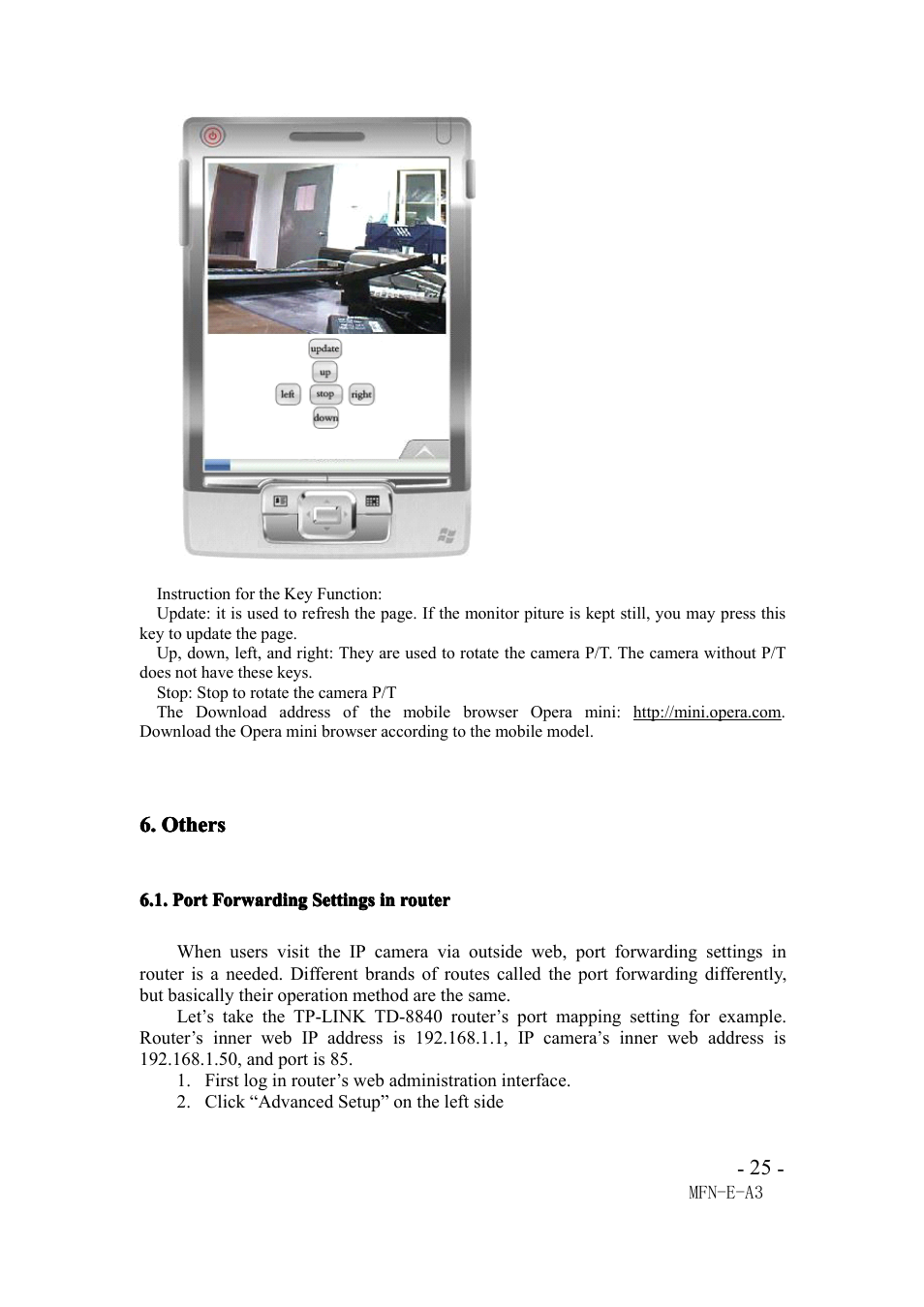 Others, Portforwardingsettingsinrouter, Port forwarding settings in router | Agasio M105I User Manual | Page 25 / 30