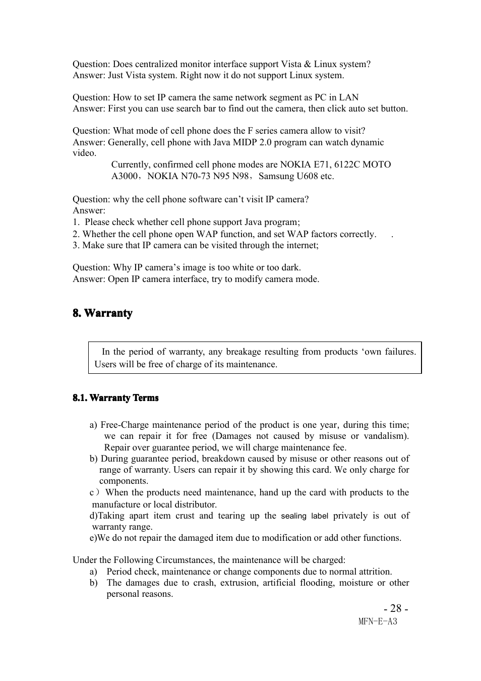 Warranty, Warrantyterms, Warranty terms | Agasio M105I User Manual | Page 28 / 30