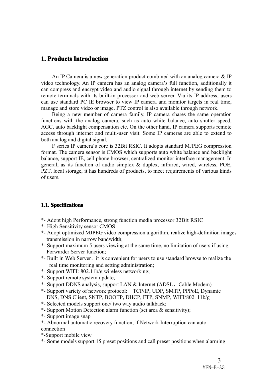 Productsintroduction, Specifications, Products introduction | Agasio M105I User Manual | Page 3 / 30