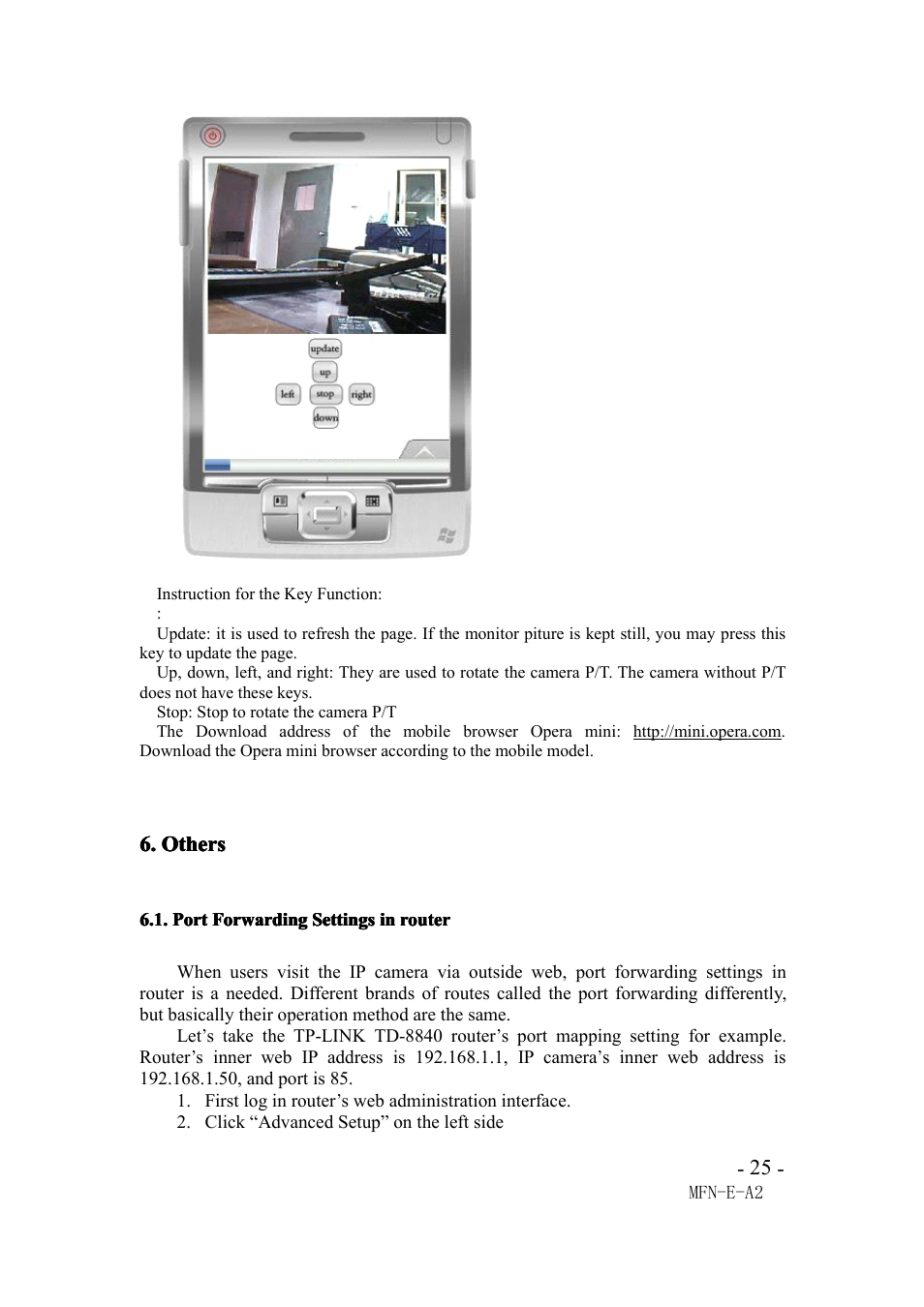 Others, Port forwarding settings in router | Agasio M66I User Manual | Page 25 / 30