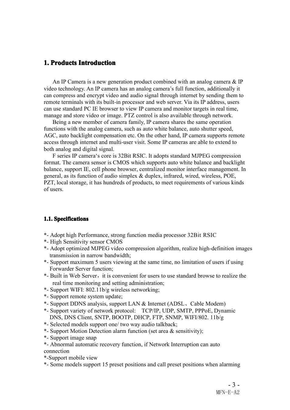 Products introduction, Specifications | Agasio M66I User Manual | Page 3 / 30