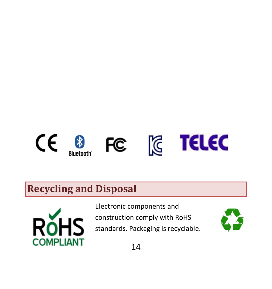 Recycling and disposal | AirTurn DIGIT II User Manual | Page 14 / 16