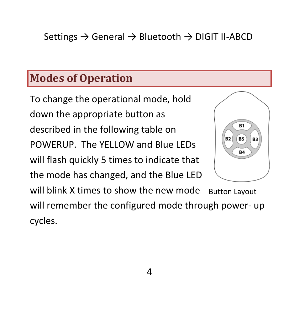 Modes of operation | AirTurn DIGIT II User Manual | Page 4 / 16