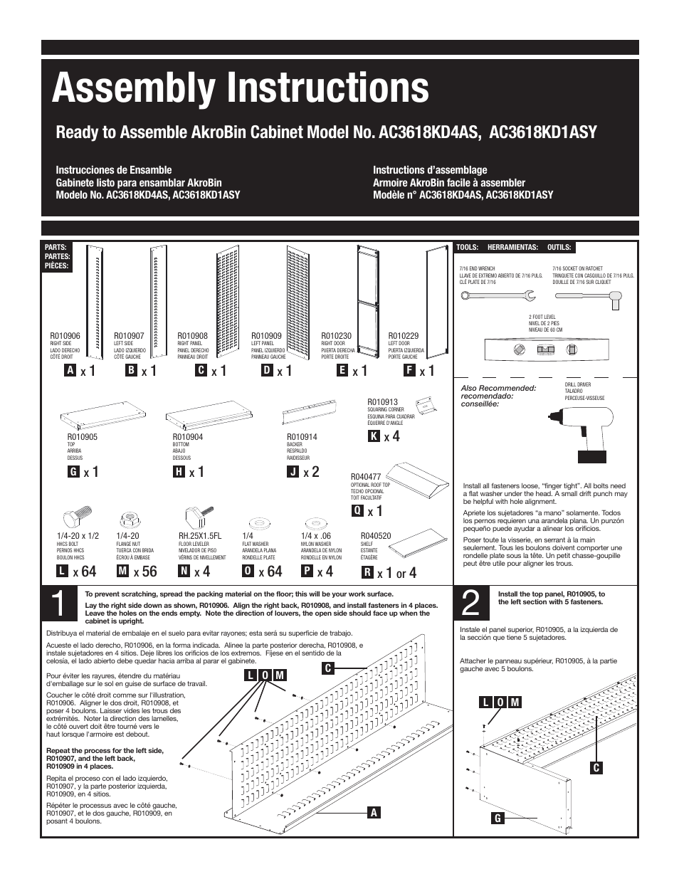 Akro-Mils AC3618KD Cabinet User Manual | 4 pages