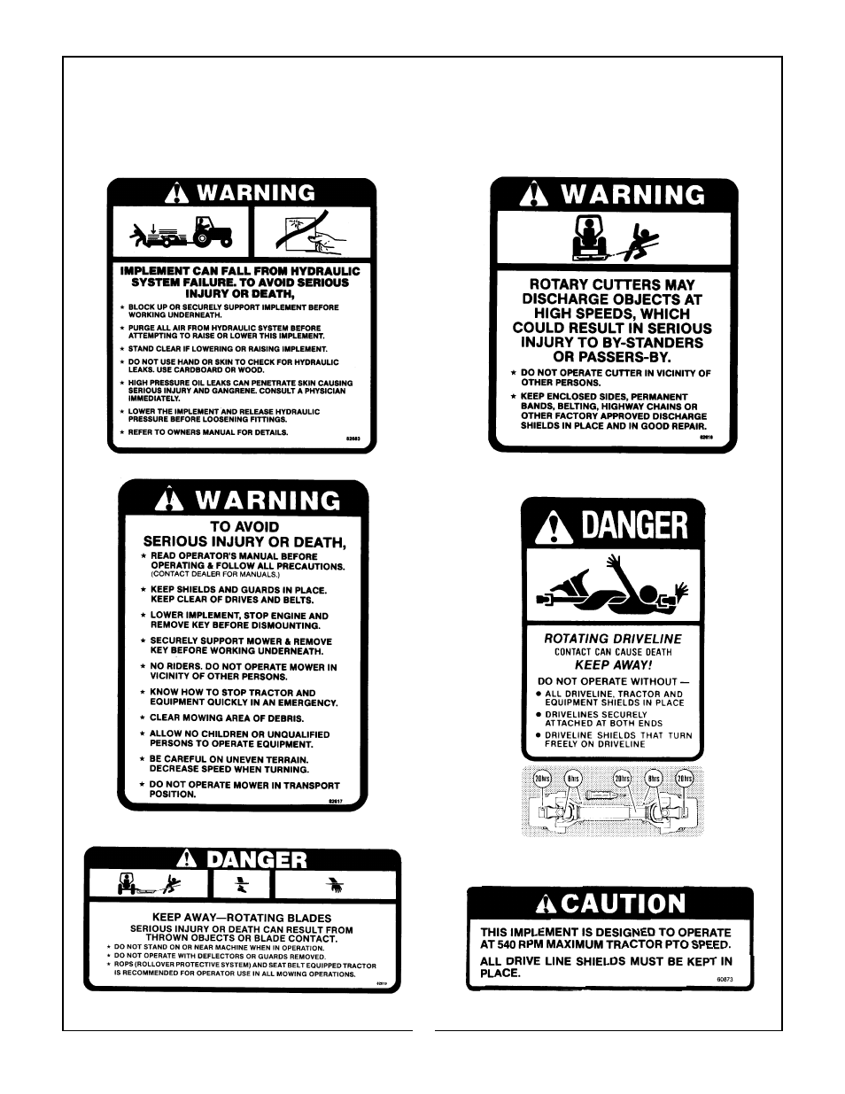 Safety decals | Bush Hog 280 User Manual | Page 20 / 23