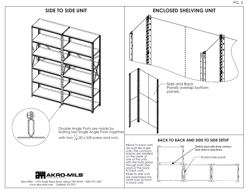 Akro pg5, Sheet1, Drawing view1 | Drawing view2, Detail view a (1 : 2), Drawing view5, Enclosed shelving unit, Side to side unit | Akro-Mils Steel_Shelving User Manual | Page 5 / 5