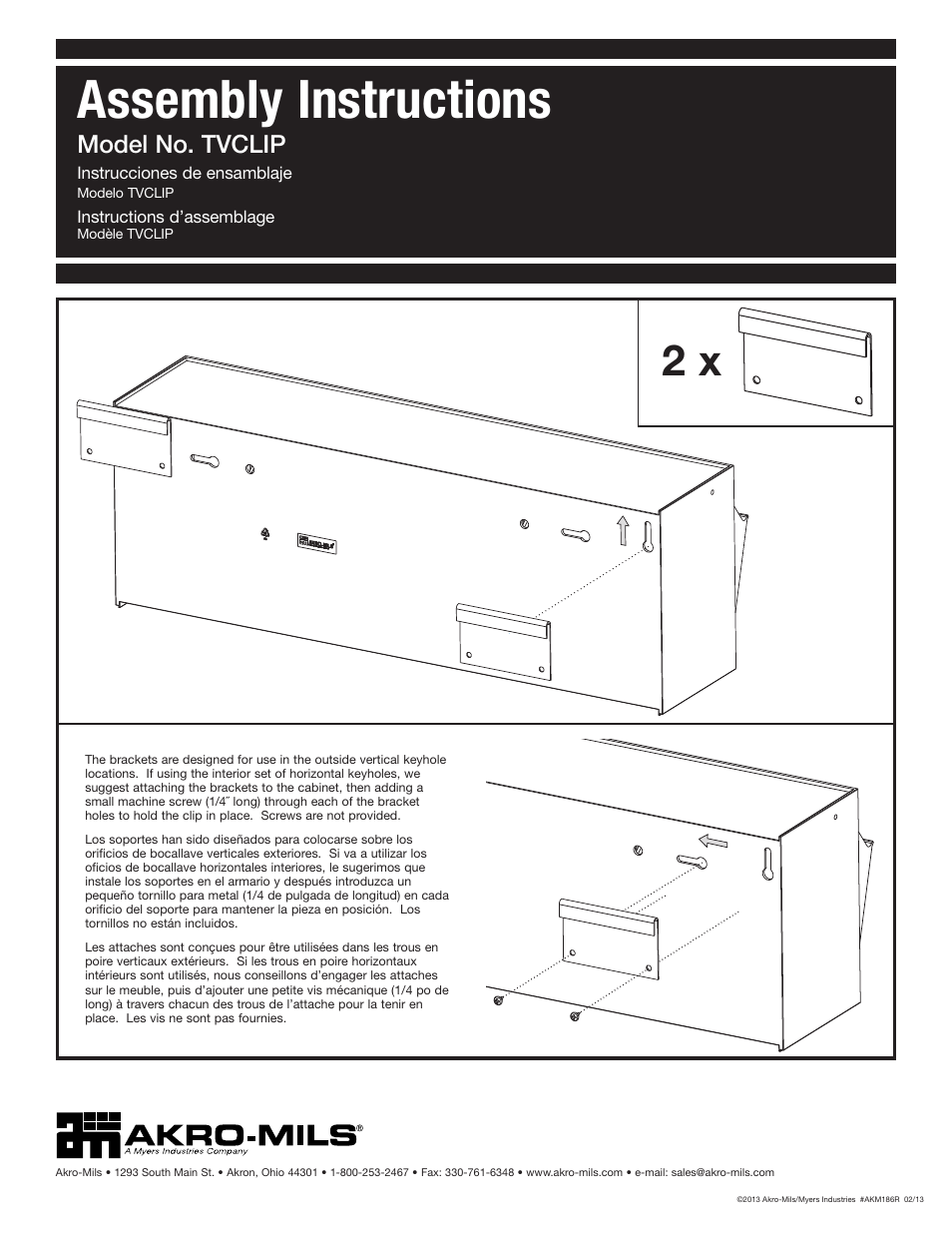 Akro-Mils TiltView TVCLIP User Manual | 1 page