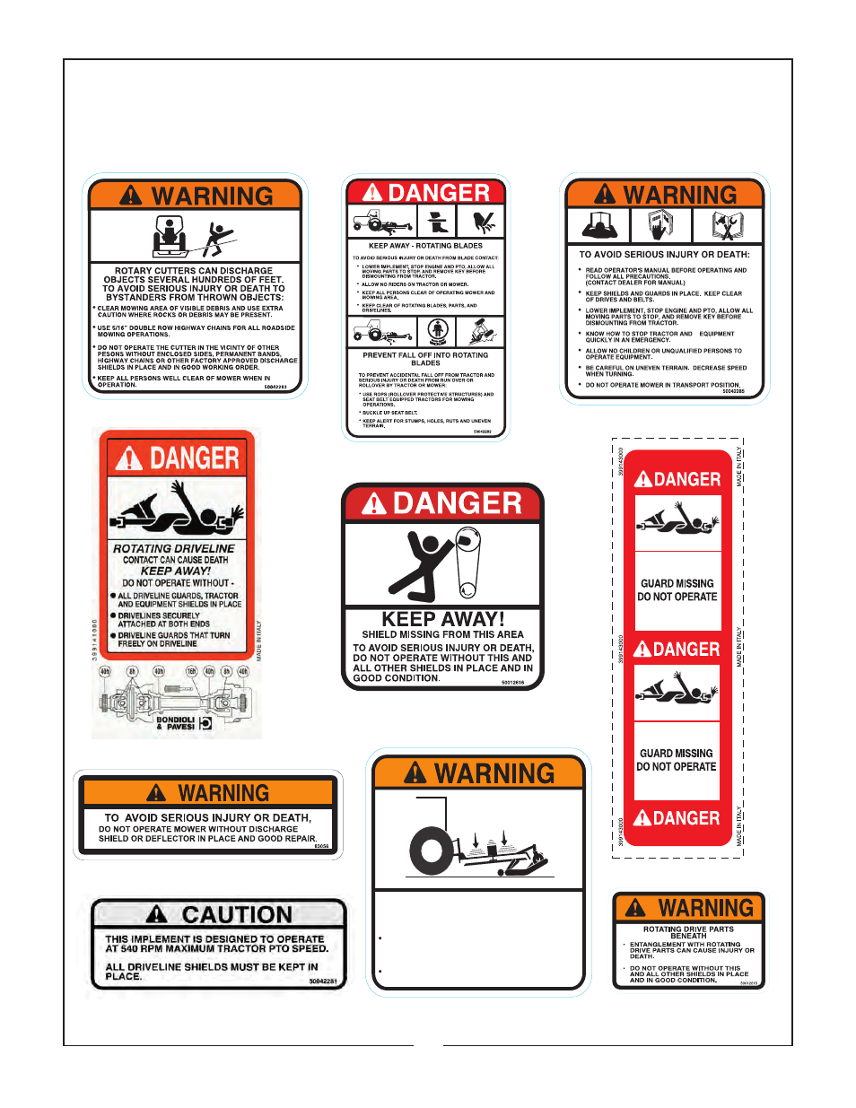 Safety decals | Bush Hog RFM 60 User Manual | Page 18 / 20