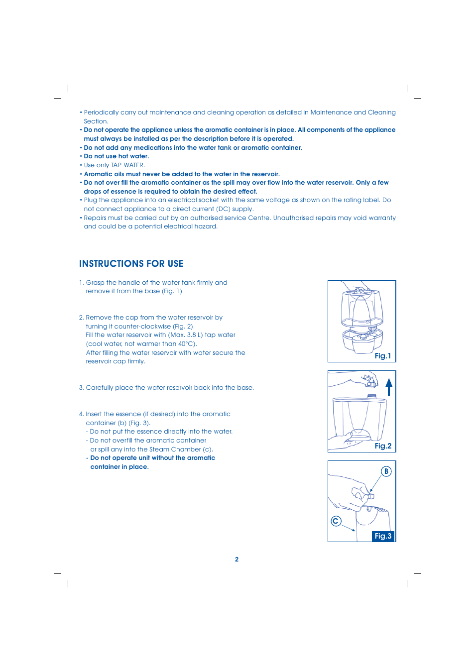 Instructions for use | Allersearch Hippo Deluxe User Manual | Page 3 / 8