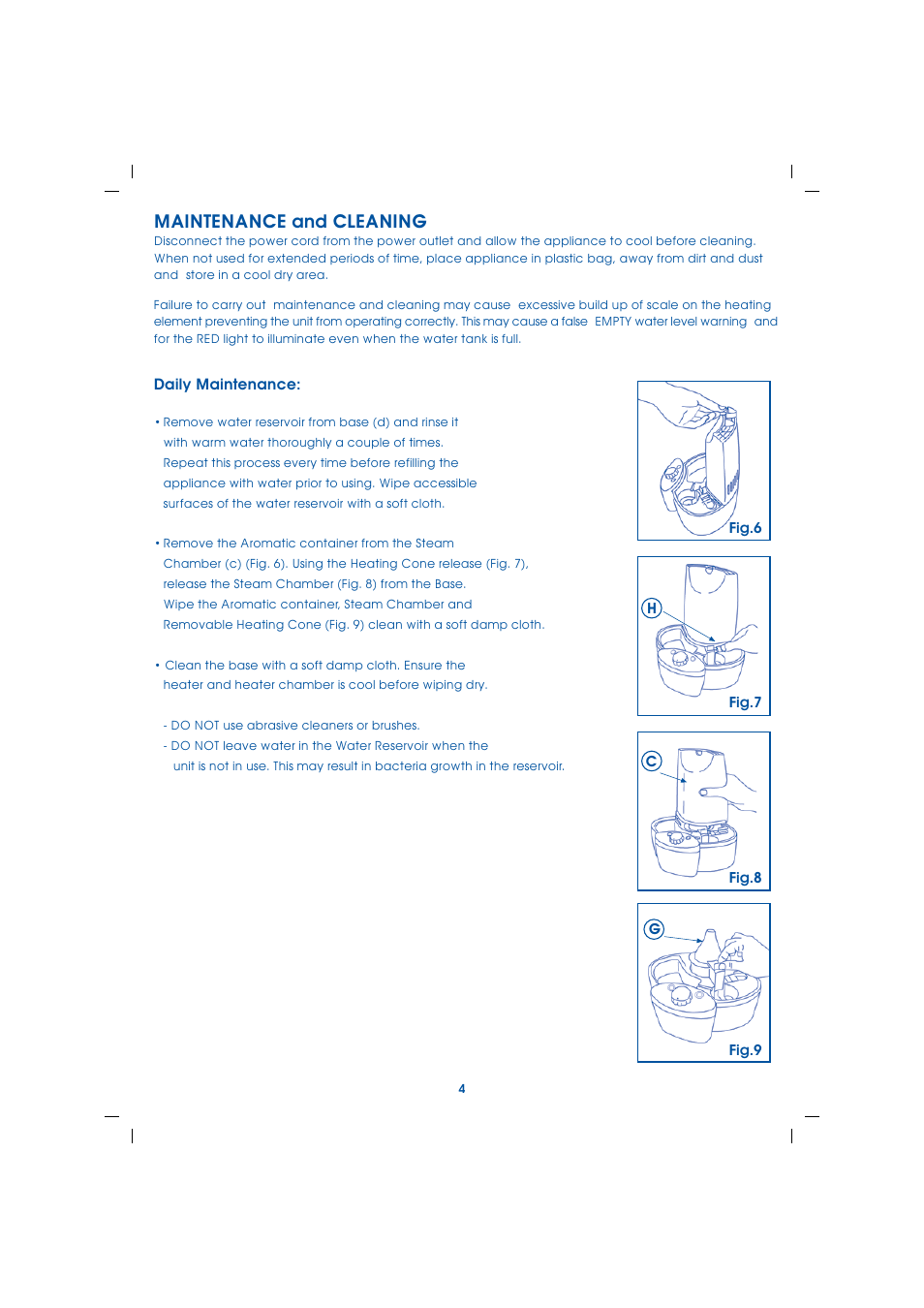 Maintenance and cleaning | Allersearch Hippo Deluxe User Manual | Page 5 / 8