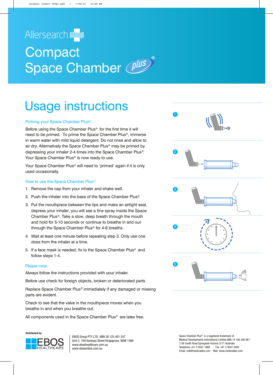 Allersearch Compact Space Chamber Plus User Manual | 2 pages