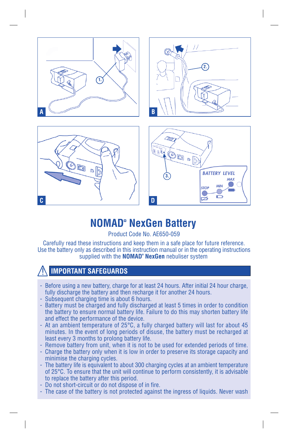 Nomad, Nexgen battery | Allersearch Nomad Nexgen Battery User Manual | Page 2 / 4