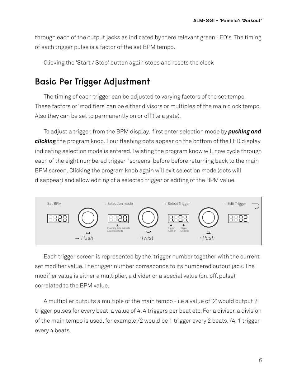 Basic per trigger adjustment | ALM ALM001 User Manual | Page 6 / 19