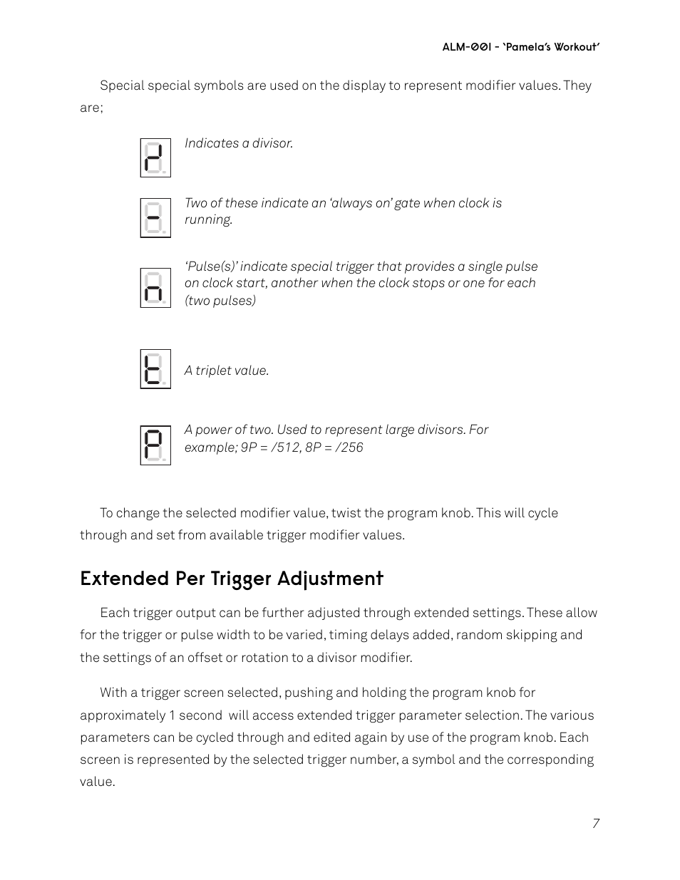 Extended per trigger adjustment | ALM ALM001 User Manual | Page 7 / 19