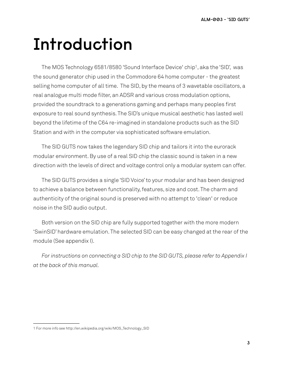 Introduction | ALM ALM003 User Manual | Page 3 / 14