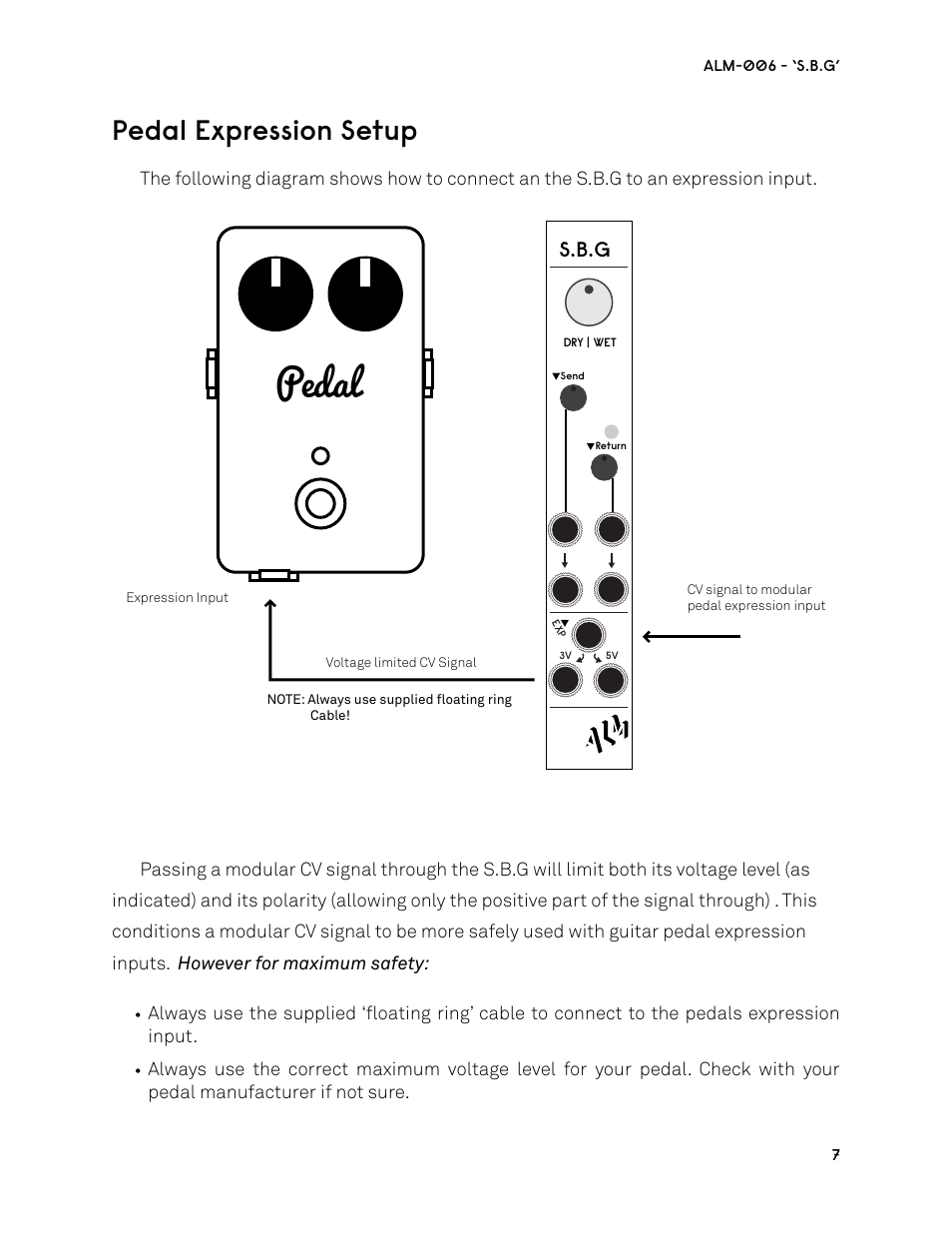 Pedal expression setup, Pedal, S.b.g | ALM ALM006 User Manual | Page 7 / 10