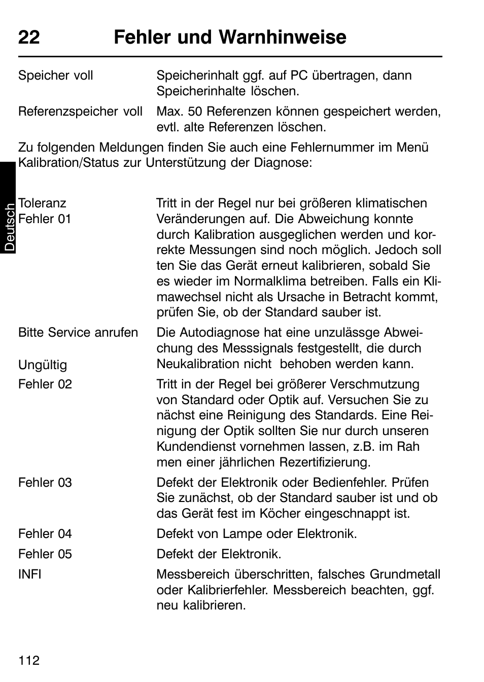 22 fehler und warnhinweise | ALTANA Micro-TRI-Gloss μ User Manual | Page 113 / 174