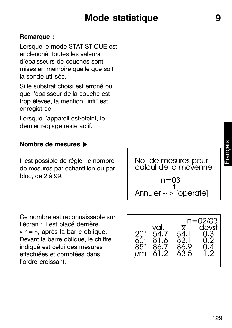 Mode statistique 9 | ALTANA Micro-TRI-Gloss μ User Manual | Page 130 / 174