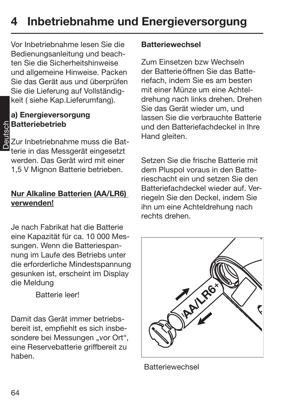 Nbetriebnahme¬und¬%nergieversorgung, Aa/lr6 | ALTANA Micro-TRI-Gloss μ User Manual | Page 65 / 174