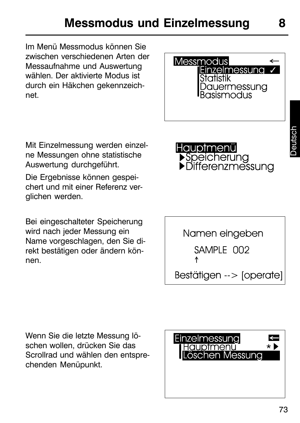 Messmodus und einzelmessung 8 | ALTANA Micro-TRI-Gloss μ User Manual | Page 74 / 174