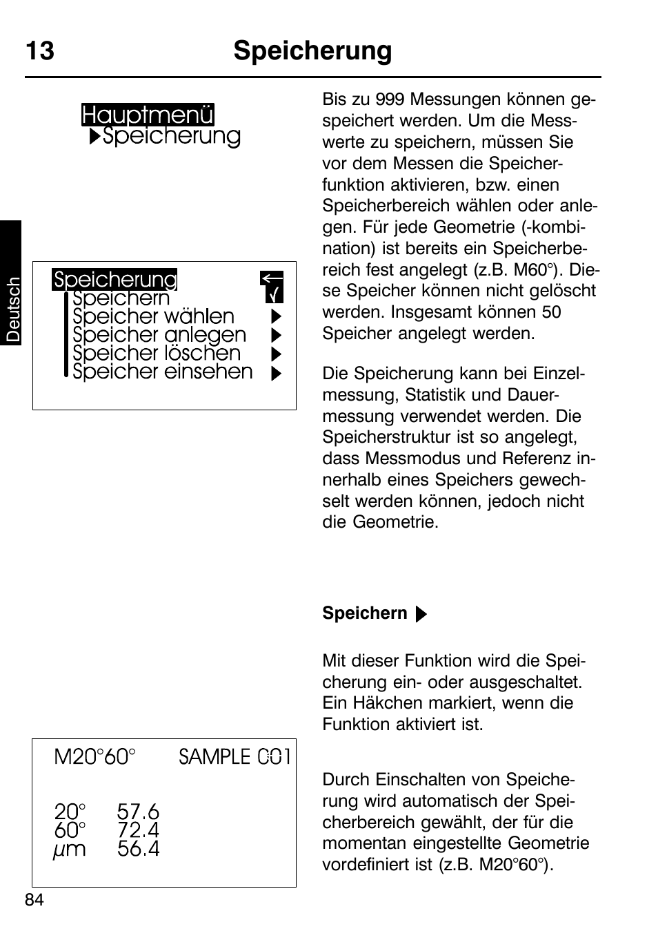 13 speicherung | ALTANA Micro-TRI-Gloss μ User Manual | Page 85 / 174