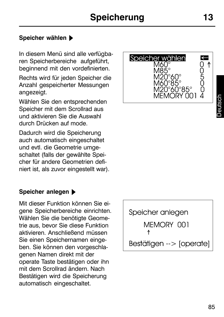 Speicherung 13 | ALTANA Micro-TRI-Gloss μ User Manual | Page 86 / 174