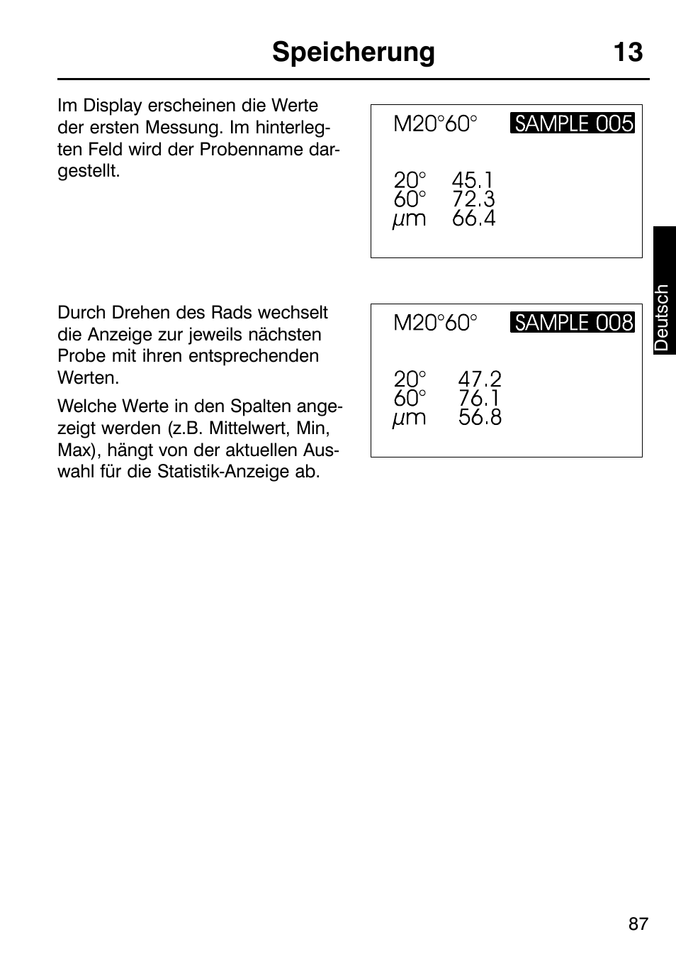 Speicherung 13 | ALTANA Micro-TRI-Gloss μ User Manual | Page 88 / 174