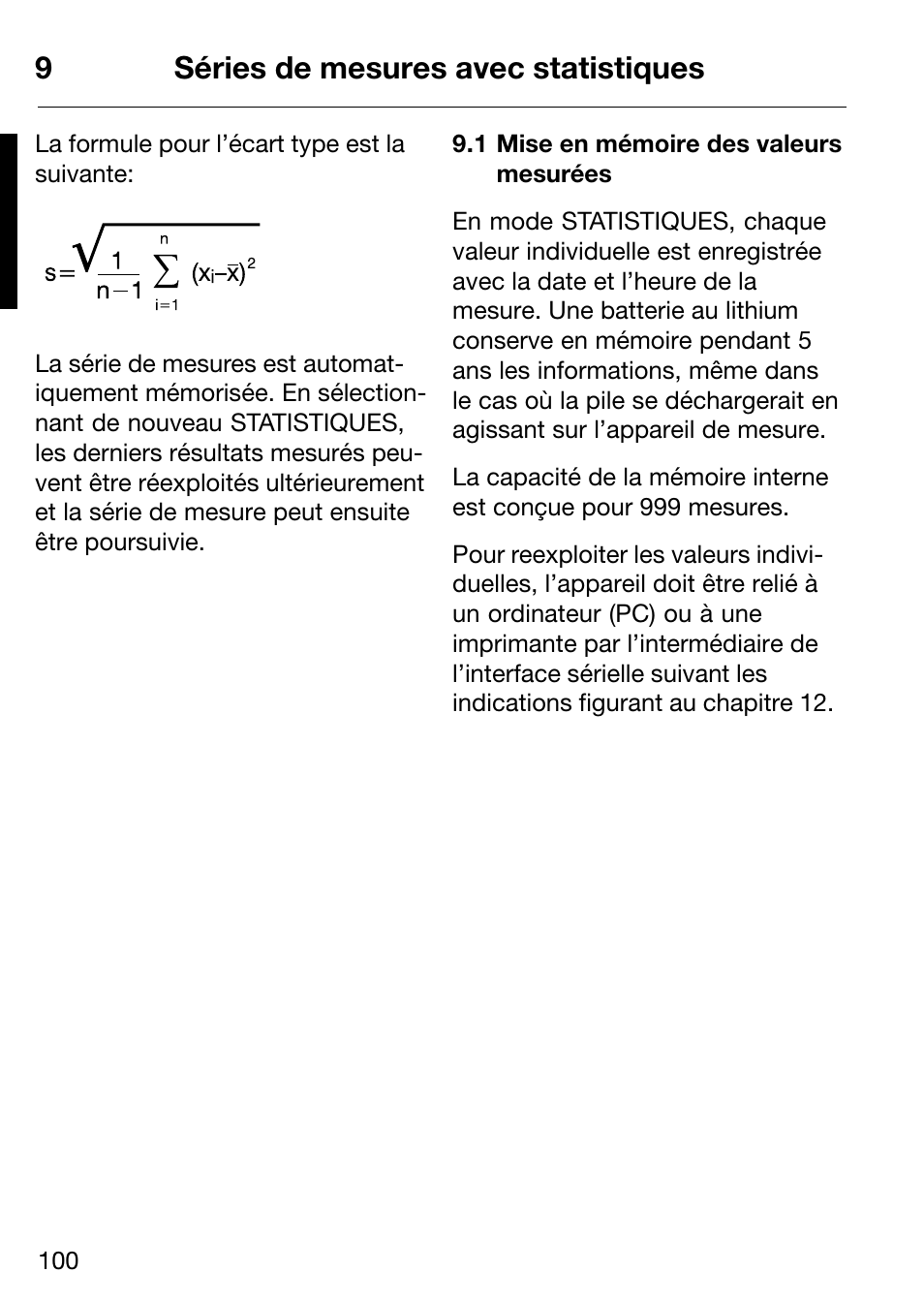 9séries de mesures avec statistiques | ALTANA Micro-Haze Plus User Manual | Page 101 / 116