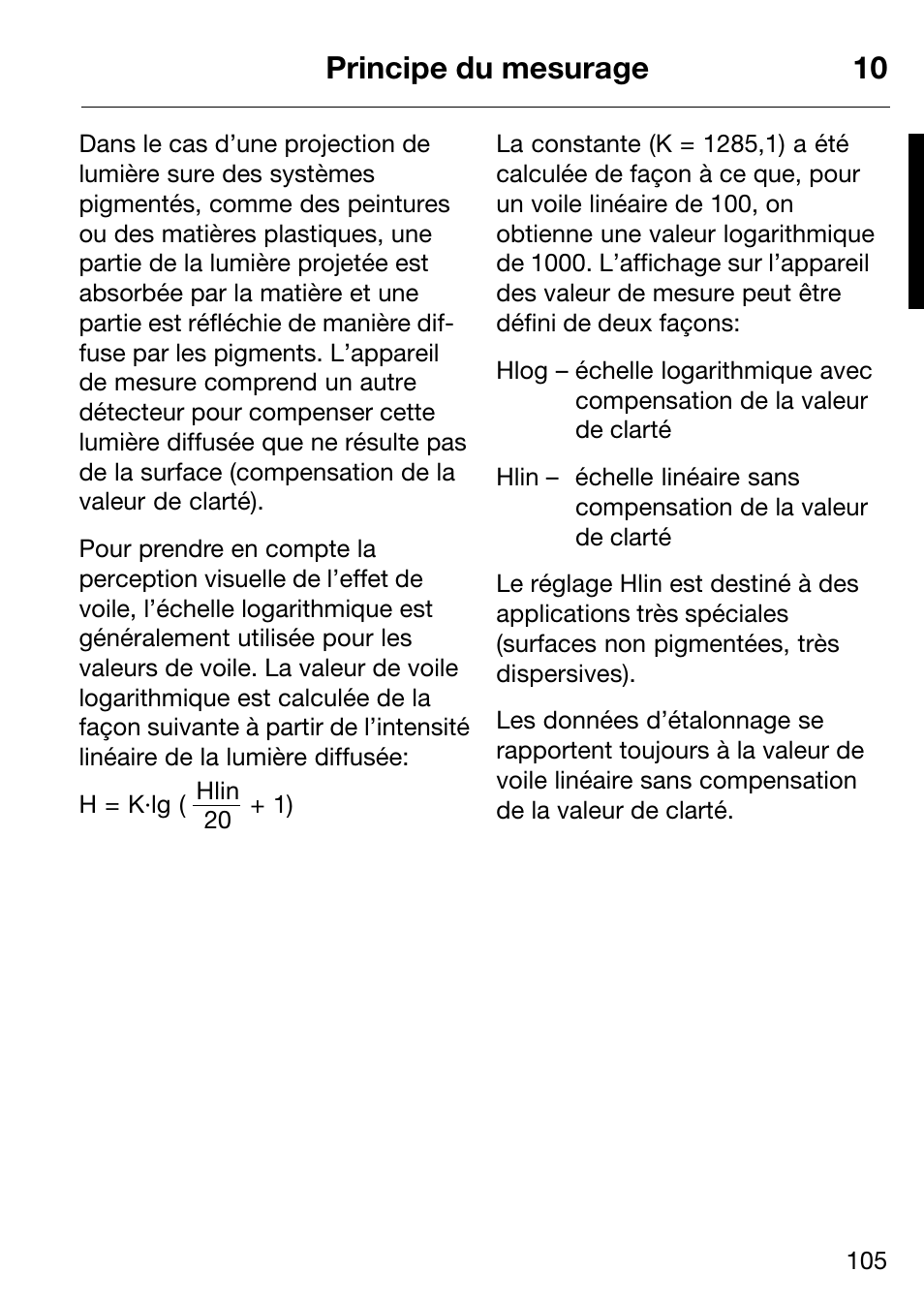 Principe du mesurage 10 | ALTANA Micro-Haze Plus User Manual | Page 106 / 116