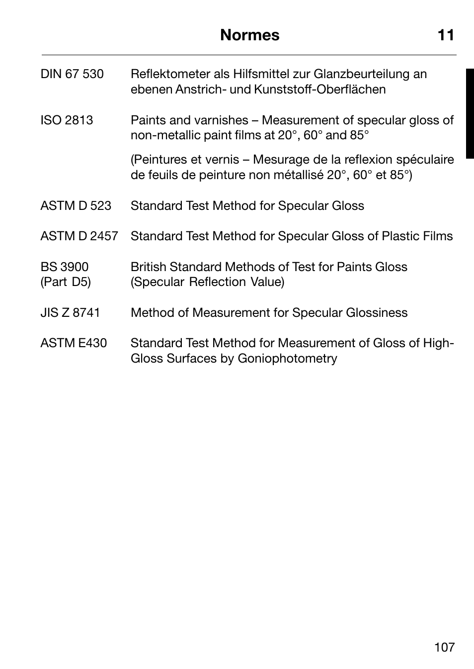 Normes 11 | ALTANA Micro-Haze Plus User Manual | Page 108 / 116