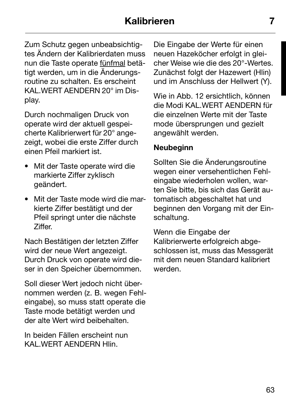 Kalibrieren 7 | ALTANA Micro-Haze Plus User Manual | Page 64 / 116