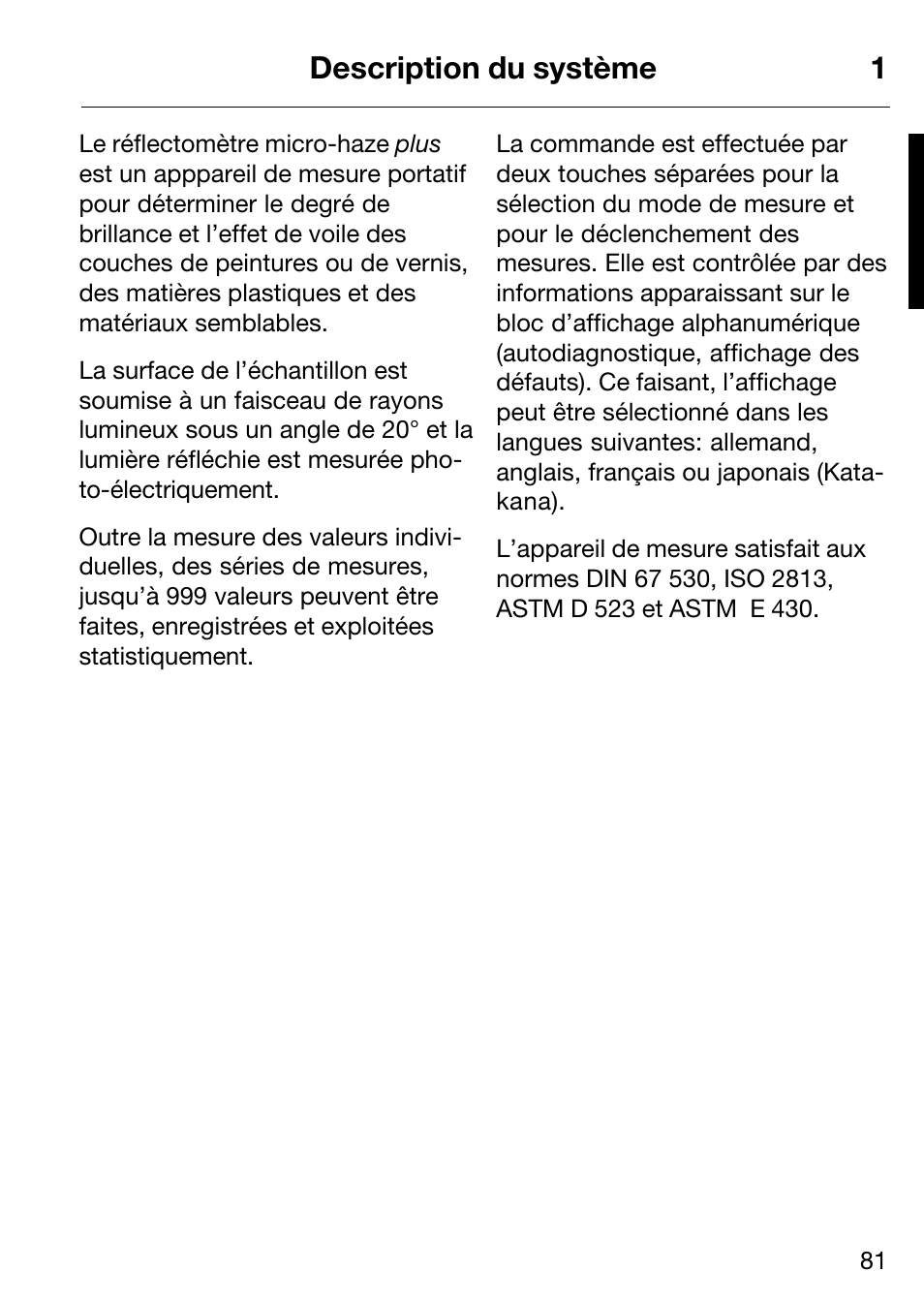 Description du système 1 | ALTANA Micro-Haze Plus User Manual | Page 82 / 116