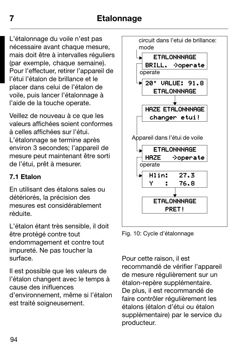 7etalonnage | ALTANA Micro-Haze Plus User Manual | Page 95 / 116