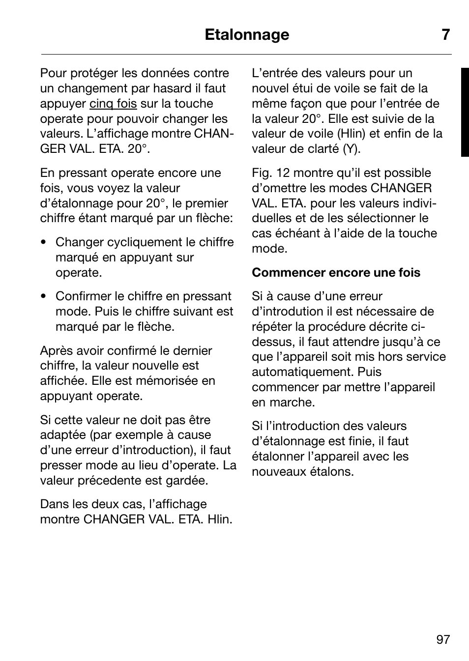 Etalonnage 7 | ALTANA Micro-Haze Plus User Manual | Page 98 / 116