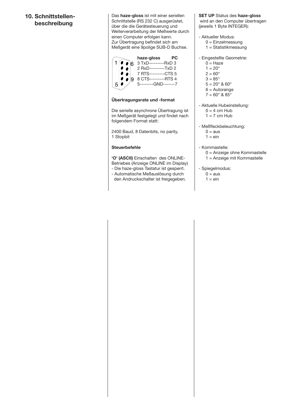 Schnittstellen- beschreibung | ALTANA Haze-Gloss Manual User Manual | Page 58 / 128