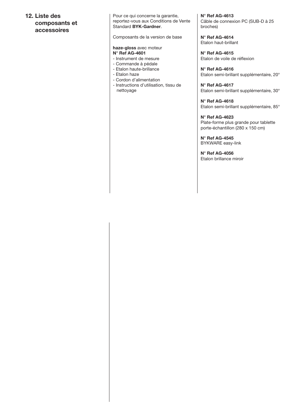 Liste des composants et accessoires | ALTANA Haze-Gloss Manual User Manual | Page 94 / 128