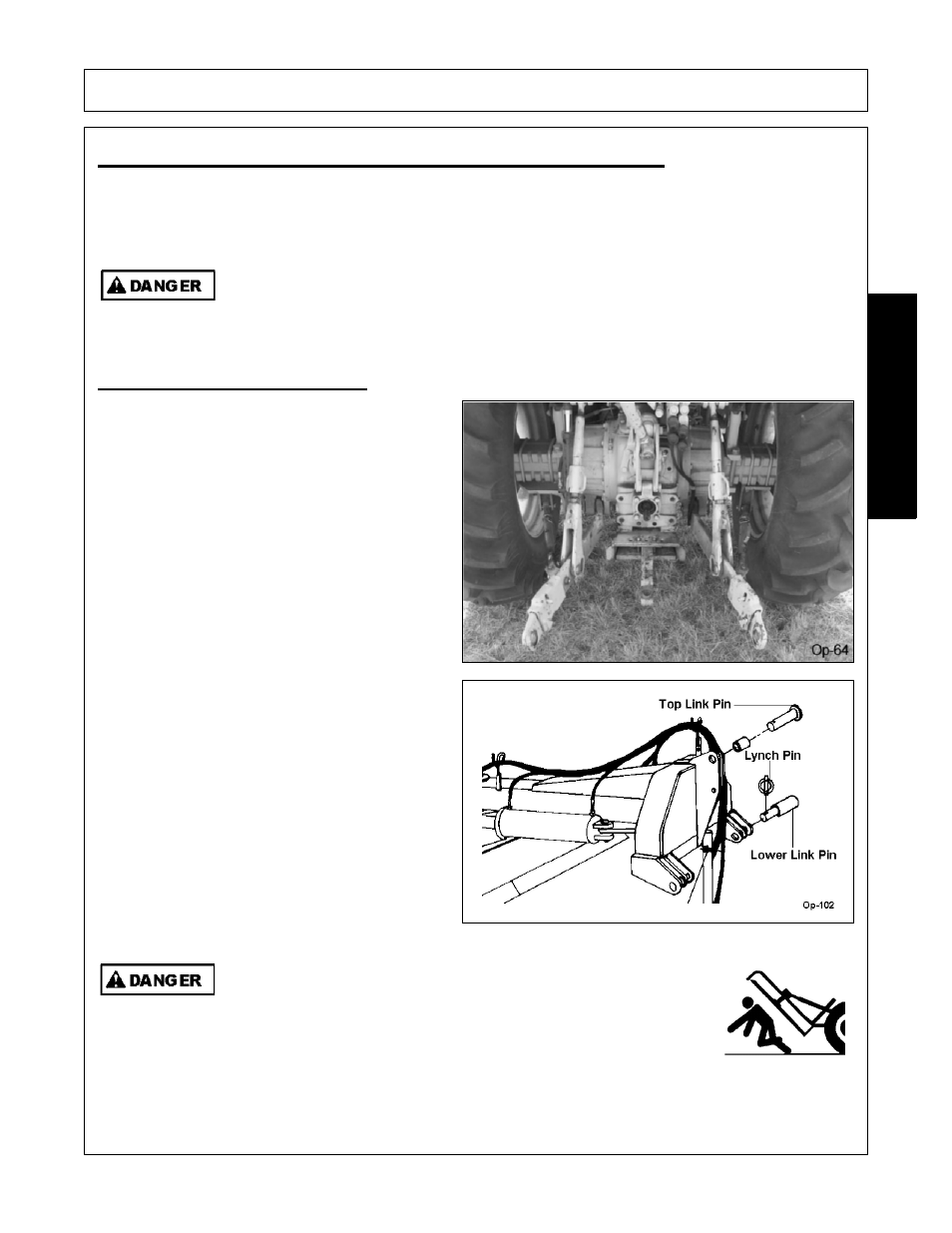 Connecting the rear blade to the tractor, 1 connecting the rear blade, Operation | Opera t ion | Bush Hog 300 User Manual | Page 39 / 62