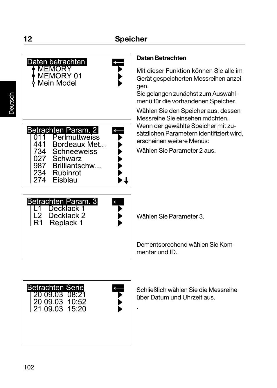 12 speicher | ALTANA Wave-Scan II User Manual | Page 103 / 188