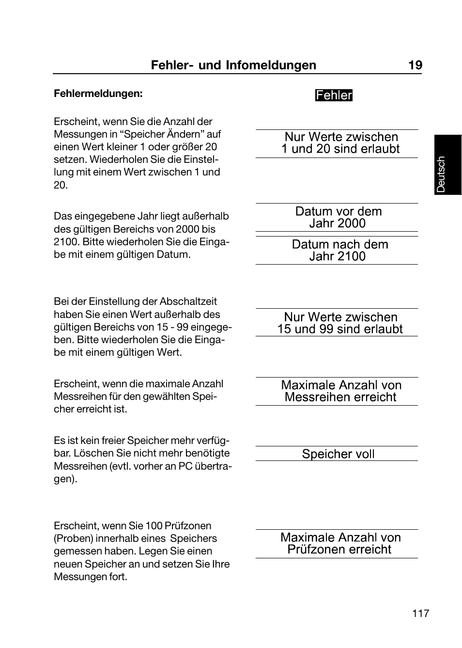 Fehler- und infomeldungen 19 | ALTANA Wave-Scan II User Manual | Page 118 / 188