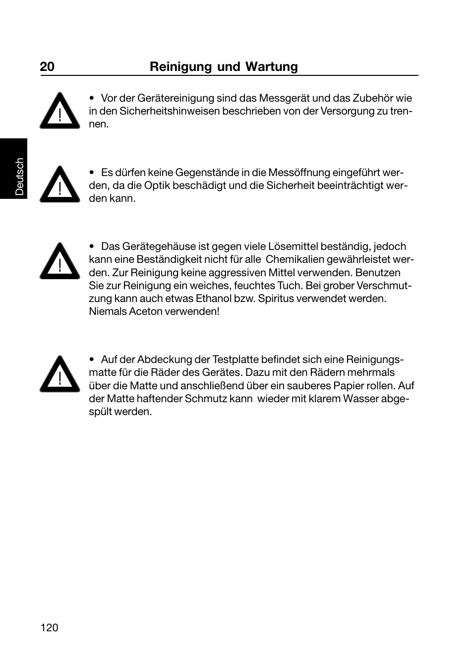 20 reinigung und wartung | ALTANA Wave-Scan II User Manual | Page 121 / 188