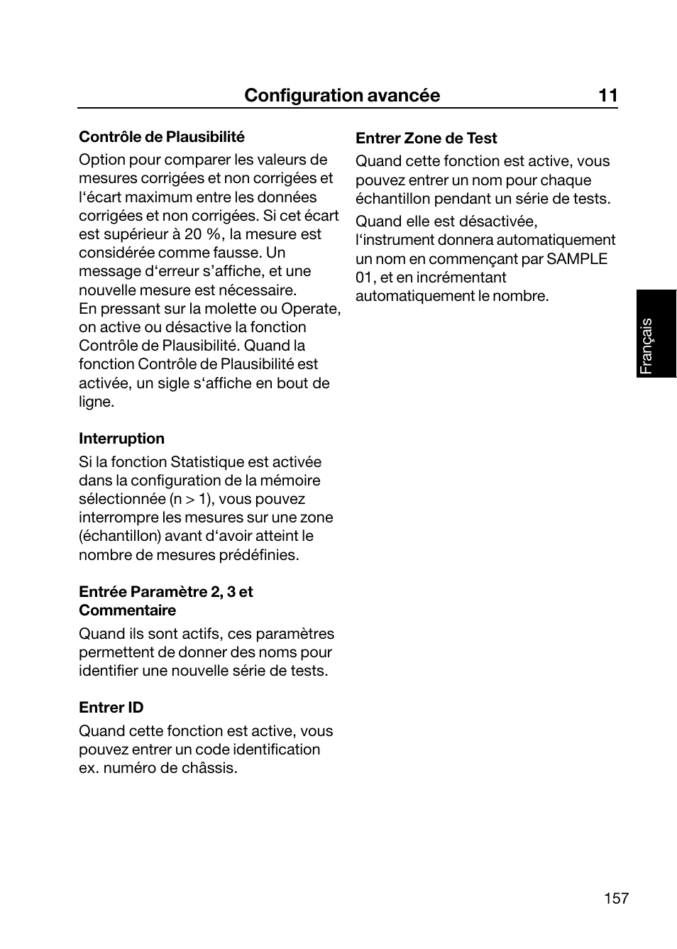 Configuration avancée 11 | ALTANA Wave-Scan II User Manual | Page 158 / 188